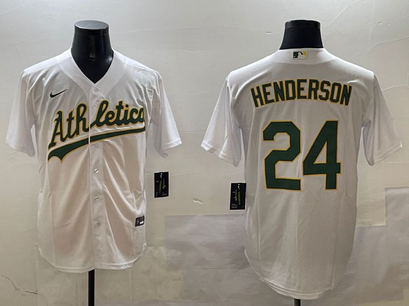 Men Oakland Athletics #24 Henderson White Game 2025 Nike MLB Jersey style 1->oakland athletics->MLB Jersey